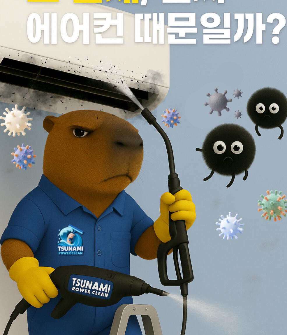 에어컨 고압세척기로 세척 쓰나미파월클린 에어컨곰팡이 고압세척기로 제거하다
